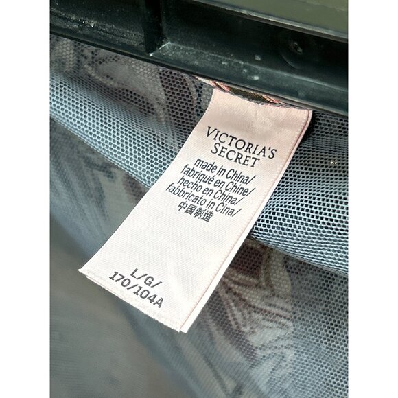 Victorias Secret Floral Ruffled Thong Bodysuit L/G 170/104A Pink Gray Gold - Picture 4 of 8